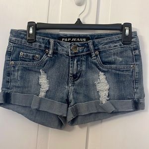 Cuffed hem jean shorts